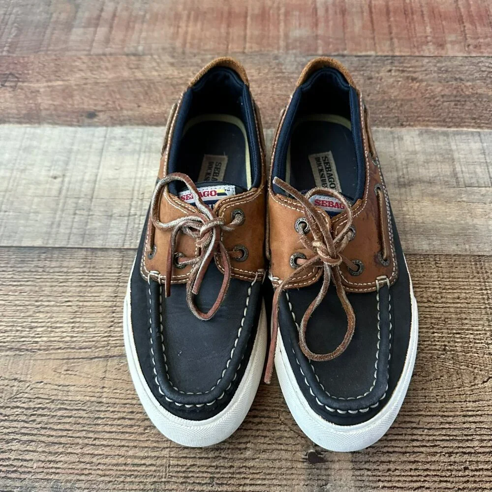 Sebago Docksides Men's Brown/Black Slip On Boat Shoes Size 6